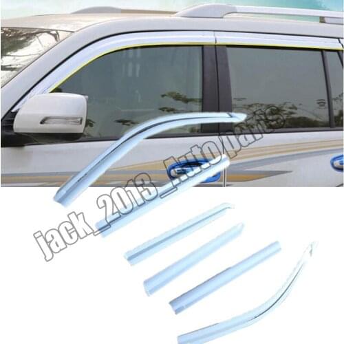 Chrome Window Visor Sun Rain Guard For Toyota Land Cruiser Prado 2010-2019