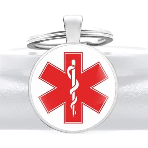 Classic Emergency Medical Technician EMT Design Classic Glass Dome key Chains Men Women Key Ring Jewelry Gifts