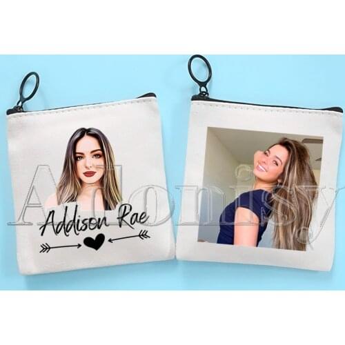 Addison Rae Coin Purse Female Fabric Small Purse Mini Clutch Bag Cute Korean Canvas Key Case Coin Purse