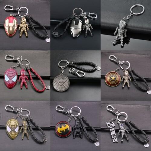 Marvel cartoon creative Avengers surrounding metal keychain Captain America Thor Hammer Iron Man car Pendant best gift