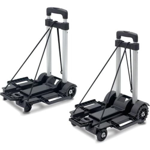 M3GA Black Folding Luggage Cart Light Aluminum Collapsible Portable Fold Up Dolly Hand for Travel Moving and Office Use