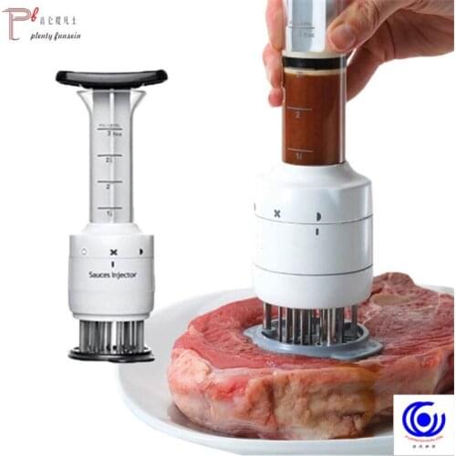 Stainless Steel Multifunctional Meat Tenderizer Needle probe Steak Injector Marinade Flavor Syringe BBQ Kitchen Tools
