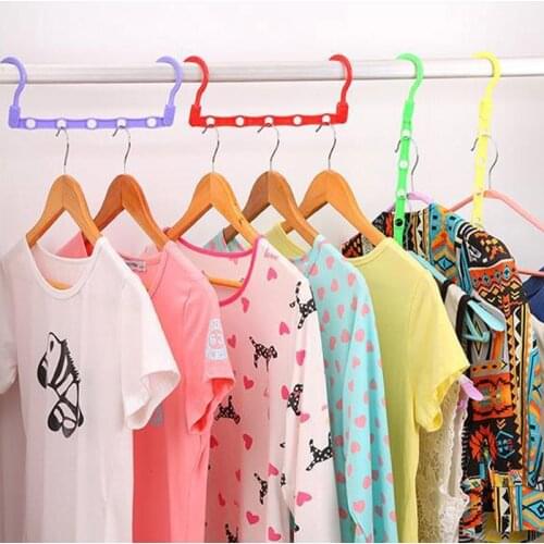 1 Pcs Multi Layers Cloth Hanger Hook 5 Holes Storage Racks Plastic Coat Clothing Organizer Space Saver Helves For Bedroom