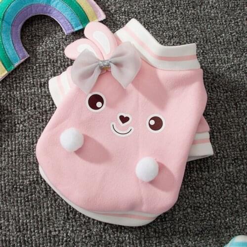 Cartoon hoodie dog Clothes Thicker for dogs Clothing small cotton pet Outfits cute soft autumn winter Yorkies pink girl mascotas