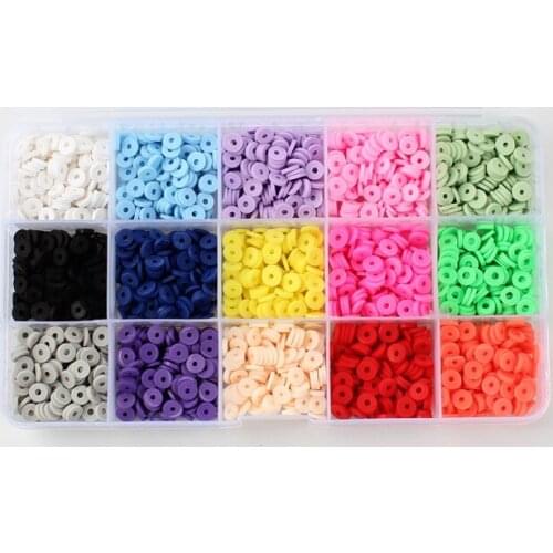 15 Grid Soft Pottery Boxed 6mm Color Wafer Bohemian Style DIY Ornament Accessories charms for bracelet making