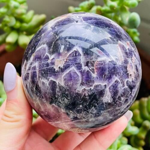 Natural Dream Amethyst Ball Quartz Crystal Healing Sphere Reiki Decor