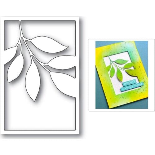 New Willow Leaves Pattern Cutting Dies Square Frame Card Craft Metal Decoration 2021 for Scrapbooking Accessories Photo Album