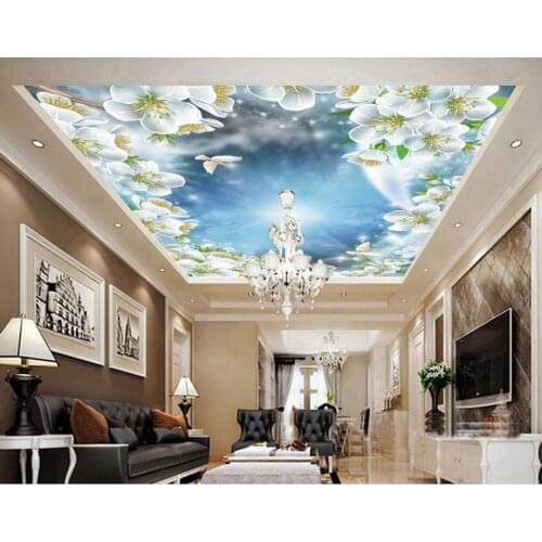 Peach pigeon sky ceiling Wallpapers for living room Custom 3d photo wallpaper ceiling 3d wallpaper Fresco