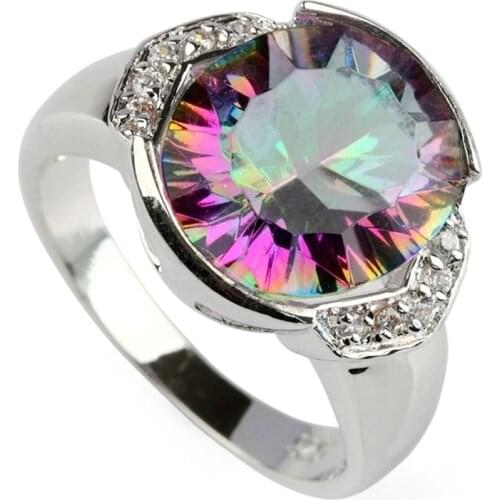 SHUNXUNZE wedding rings for men and womens clothing accessories best sell Rainbow Cubic Zirconia Rhodium Plated R786 size 6 8 9