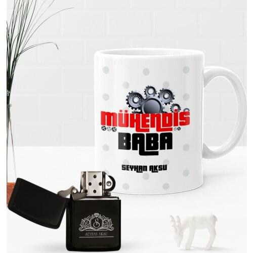 Personalized Engineer Father Gasoline Lighter and Mug Seti-1