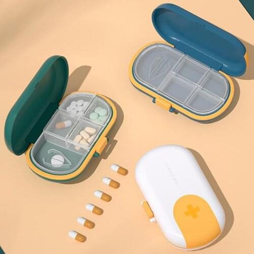 Portable Pill Box Distributed Small Mini Large Capacity Storage Box Travel Sealed Moisture-proof Medicine Box Dividable Tablet