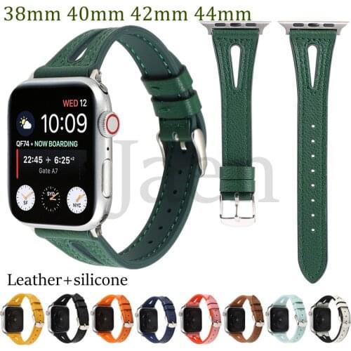 Leather+silicone loop For Apple Watch Band 42MM 38MM 40mm 44mm for iWatch Strap Series 1 2 3 4 5 6 SE Bracelet Replacement Bands