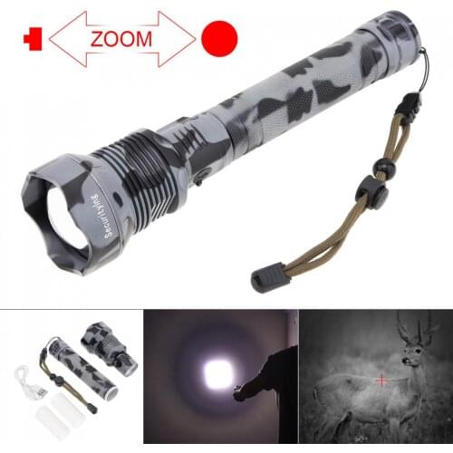 SecurityIng XHP70.2 Resistant Zoomable 9000 Lumen USB Rechargeable LED Flashlight with 3 Modes for Camping / Hunting / Riding