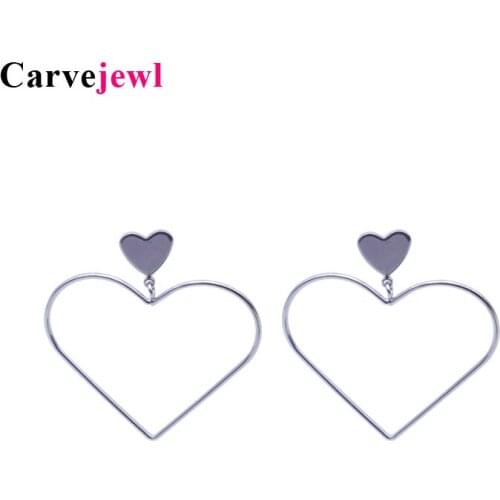 Carvejewl post earrings small heart and big heart circle dangle earrings for women jewelry girl gift new Korean earrings 2019