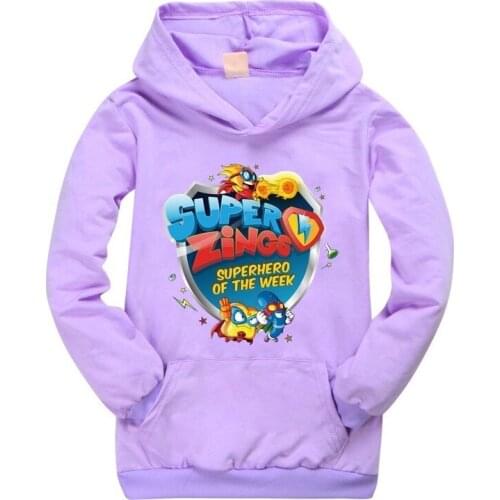 New superzings Hoodie Boys Girls Hoodies Childrens Cartoon super zings Print Sweatshirts Fashion Kids Kangaroo Pocket hoodie