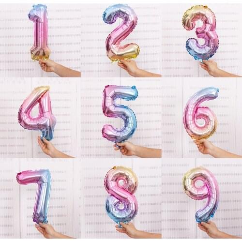16 inch gradient digital rainbow balloons wedding anniversary birthday party banquet decoration aluminum balloons