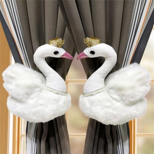 Cartoon White Swan Curtain Tie Rope Sheer Curtain Buckle Tie Backs Holdbacks Decorative Window Drapes Holder Accessories JD1045