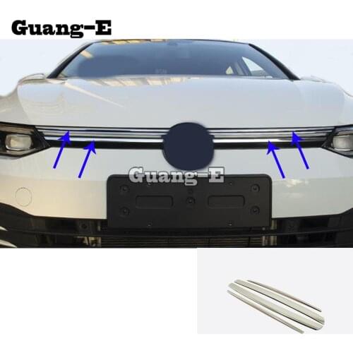 For VW Volkswagen Golf8 Golf 8 2019 2020 2021 Car Body Styling Cover Protection Detector Trim Front Up Grid Grill Grille 4pcs