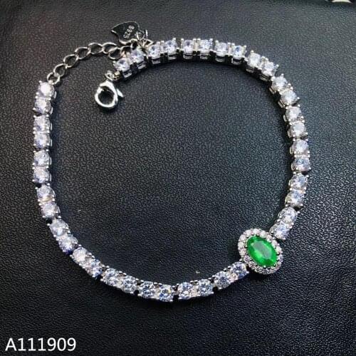 KJJEAXCMY boutique jewelry 925 sterling silver inlaid Natural emerald ladies bracelet support detection exquisite beautiful