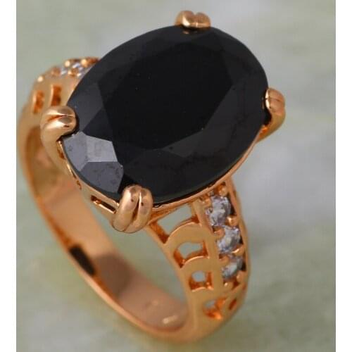 Black Cubic Zirconia female Party ring gold Black rings for women gift fashion jewelry size 6 7 8 9 10 AR569
