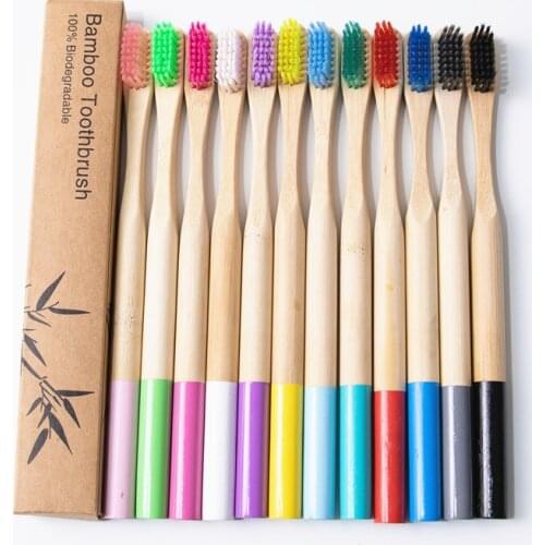 1Pcs Natural Bamboo Baby Toothbrush with Round Handle Eco-friendly Baby Protective Toothbrush Kids Adult Supplies