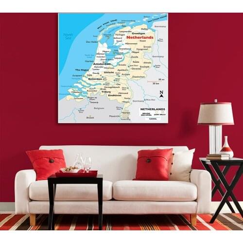 150*150cm The Netherlands Orographic Map Large Non-woven Canvas Painting Wall Poster Classroom Home Decoration School Supplies