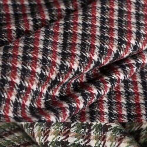 150CM Wide 560G/M Green Red Cotton Wool Autumn and Winter Knitted Outerwear Overcoat Wool Fabric E1381