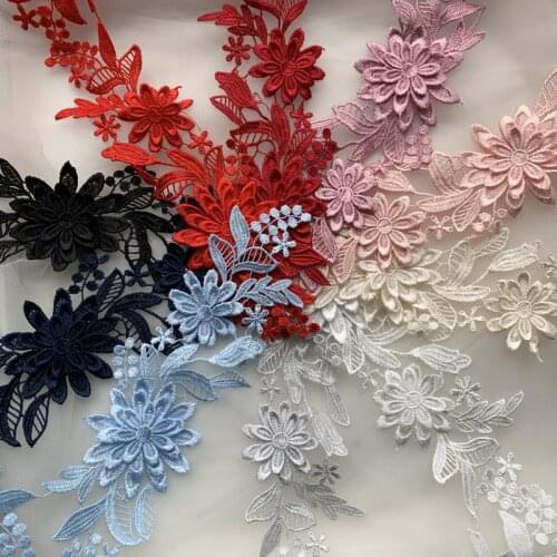 2 PCS Multi color Polyester Embroidery Sew On Dress Lace Applique Flower Patch Dancing Garment Accessories