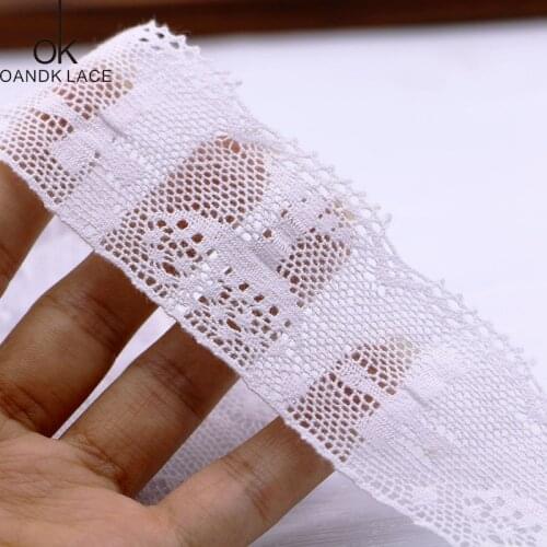 3 yard White cotton embroidered lace net fabric, decoration, self sewing, handmade, tape