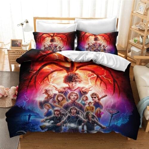 3D Horror Movie Stranger Things Printed Bedding Set Duvet Cover Pillowcases Set Bedclothes Twin Full Queen King Super King Size