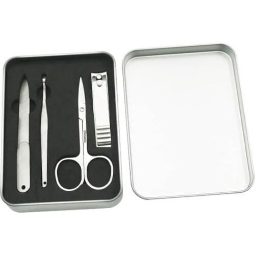 4PCS Manicure kit Nail Clippers Set kit Iron aluminum box with transparent window nail care tools kit nail clipper 100set/lot