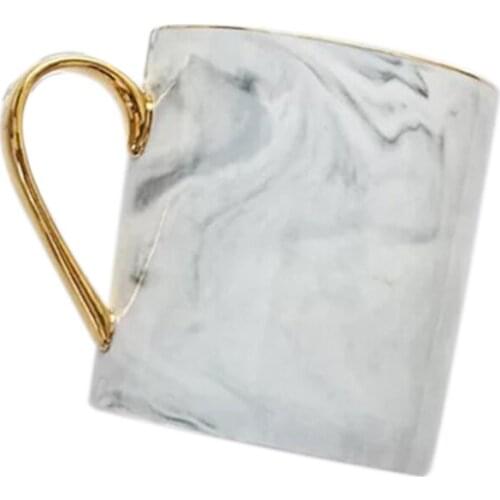 400Ml Ceramic Coffee Marble Mugs With Gold Handle Natural Marble Office Drinking Milk Mugs Cups Gifts Gray