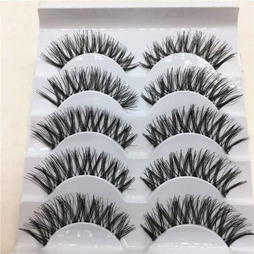 Shellhard 5 Pairs Natural Long Makeup False Eyelashes Black Fake Eye Lashes Extension For Comestic Tool