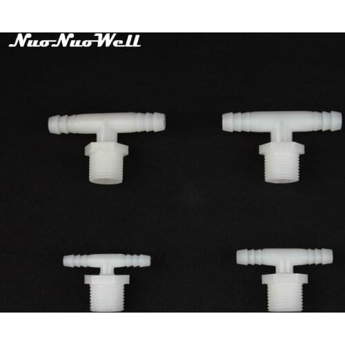 5pcs NuoNuoWell Plastic 1/2" Male Thread to 6mm 8mm 10mm 12mm Tee Connector Fish Tank Air Pipe Joint Water Pump Hose Adapter