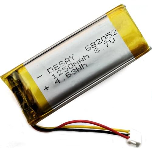 682052 3.7V 1250 mAh Lithium polymer Battery With plug For Pet GPS Hunting dog GPS DVR MP3 MP4 682052-2S