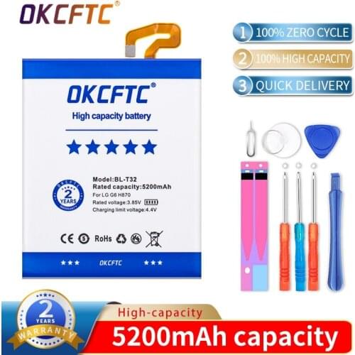 BL-T32 Phone Battery For LG G6 G600L G600S G600K G600V H871 H872 H873 LS993 US997 VS988 Replacement Battery 5200mAh+free tool