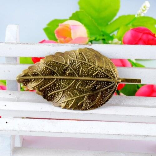 Free shipping 5Pcs Antique Bronze Filigree Leaf Connectors Embellishments Metal Crafts Decoration DIY Findings 6.6x3.3cm