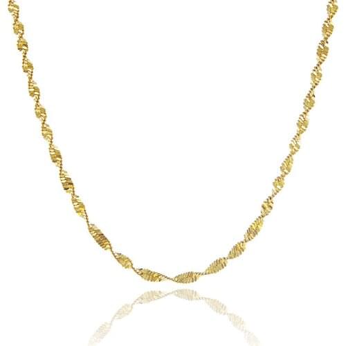 Wholesale 24K Gold Filled 45cm/ 60cm Water-wave /Box Chain Necklaces for Women Pure Gold Color Chain Fashion Africa Jewelry