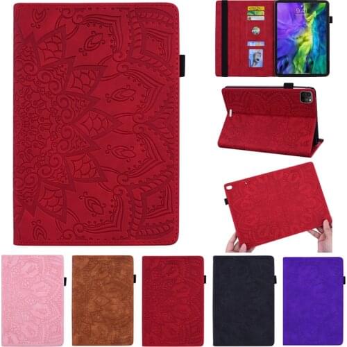 For iPad Pro 12.9 2021 Case Tablet Flower 3D Emboss Leather Cover Funda for iPad Pro 11 12 9 2021 2020 Case Coque