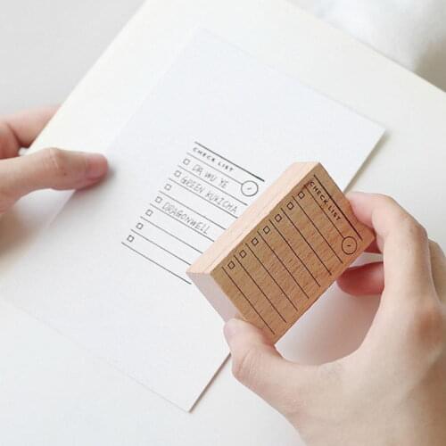 1Set Retro Check List Alphabet Number Time Planner Wooden Rubber Stamp Set for DIY Scrapbooking Cards Decoration Embossing Craft