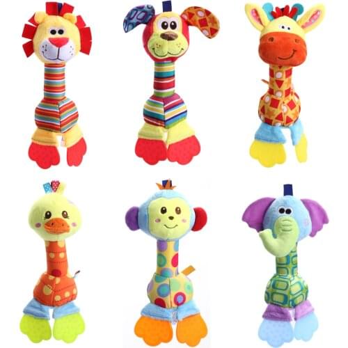 Kids Baby Toys Soft Plush Doll Animals Handbells Teether Toys for Children Newborns Stuffed Doll Baby Toy Rattles 6 Styles