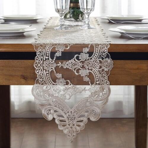 European style flower lace table flag White tea table flag rectangular sharp angle TV cabinet cover cloth Fashion table runner