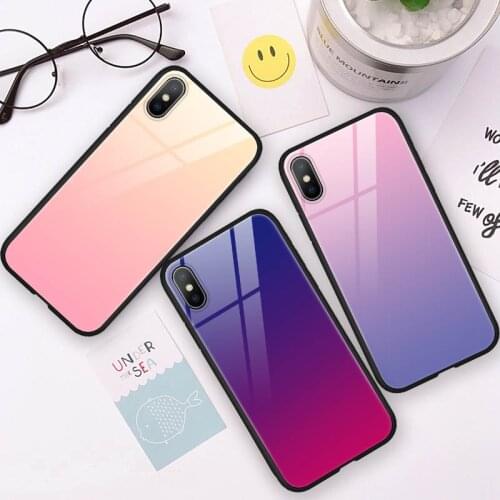 Gradient Tempered Glass Case For Coque iPhone XS Max XR 7 8 6 6S Plus X FOR Samsung Galaxy Note 9 8 Cover Case FOR Meizu 16 16X