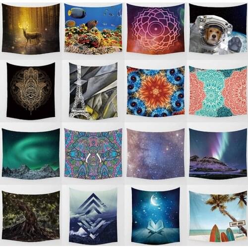 HD deer fish in the sea dog in the space moon book surf area sea beach picture wall art tapestry rectangle wall decor tapestry