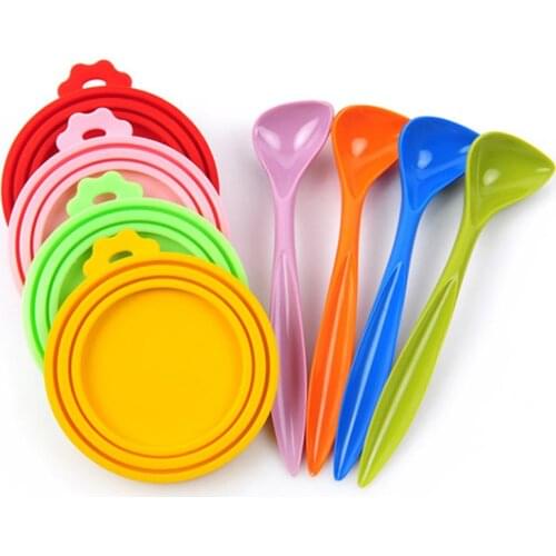 Canned Snack Seal Lid Silicone Three Specifications Plus Dog Food Long Handle Spoon Melamine Set Small Handle Pet Food Cover