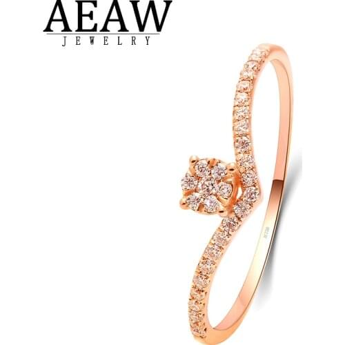 Fine Solid 14k Rose Gold 0.18Ctw Round Moissanite Rings For Women Wedding Engagement Top Quality D Color