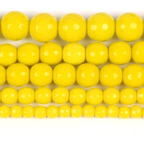Natural Yellow Treasure Jades Stone Round Loose Beads For Jewelry Making 4/6/8/10/12mm DIY Bracelet Necklace