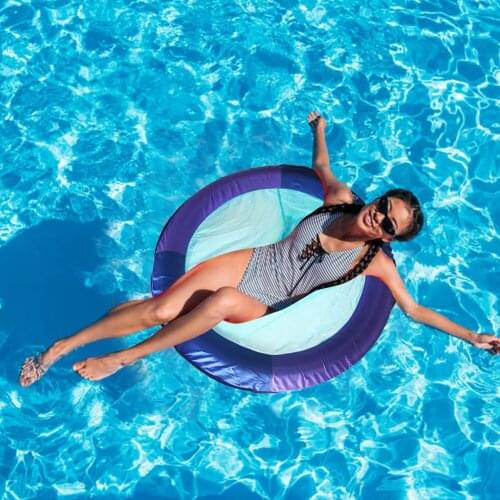 Round Water Hammock Floating Row Summer Inflatable Mattress Lounger Floating Sleeping Bed Water Toys for Outdoor Swimming Pool