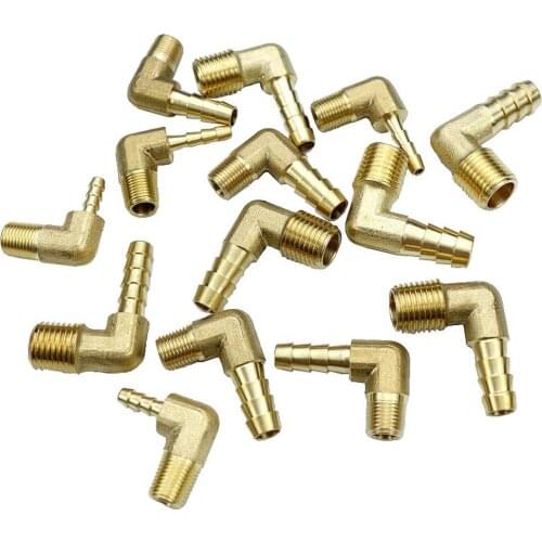 1/8" 1/4" 3/8" NPT Male x Hose Barb Tail Elbow Brass Fuel Fitting Connector Adapter Water Gas Oil