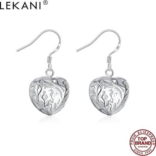 LEKANI Heart Shaped Pattern Silver New Products Fashion Women Trend Earrings Send Wife Girlfriend Birthday Jewelry Gift Hot Sell